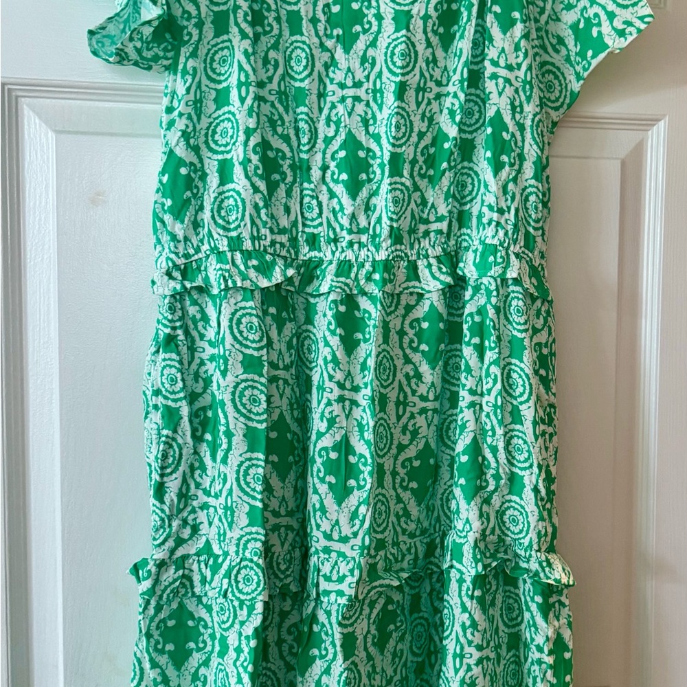 Emerald and Ivory Batik Patterned Maxi Dress -Destination 365
